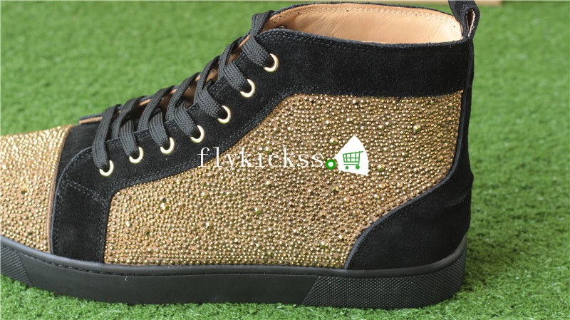 Christian Louboutin Flat Spike Sneaker High Top Golden Diamond